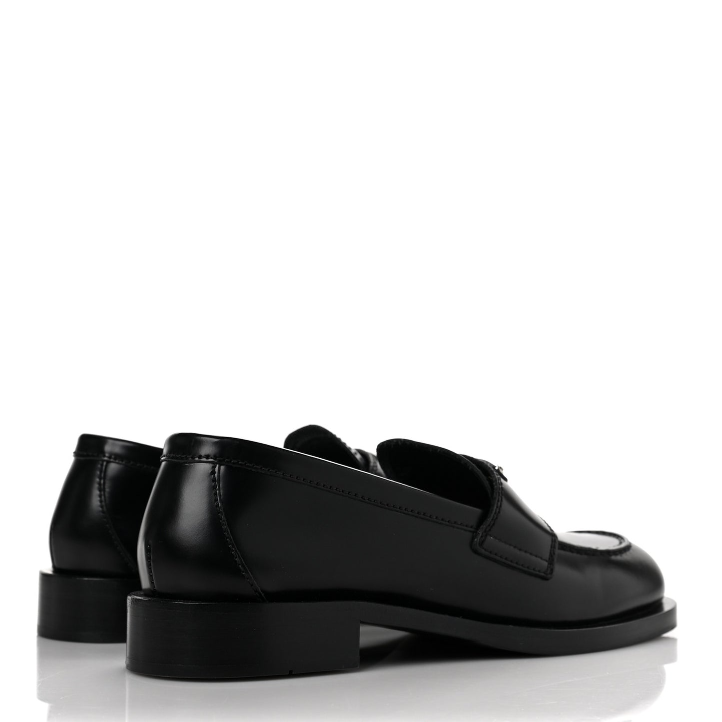 Spazzolato Metal Triangle Logo 20mm Loafers 36 Black