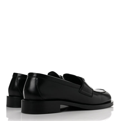 Prada Spazzolato Metal Triangle Logo 20mm Loafers 36 Black 4 of 10