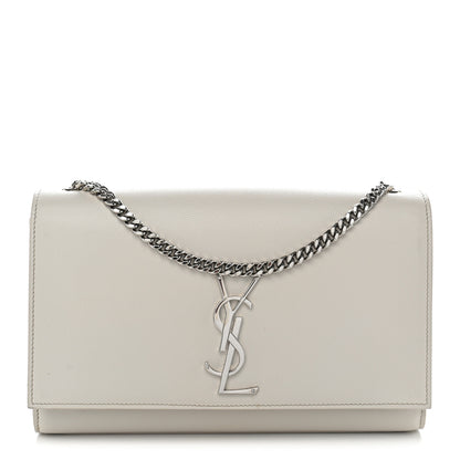Saint Laurent Grain De Poudre Medium Classic Monogram Kate Satchel Icy White 1 of 12