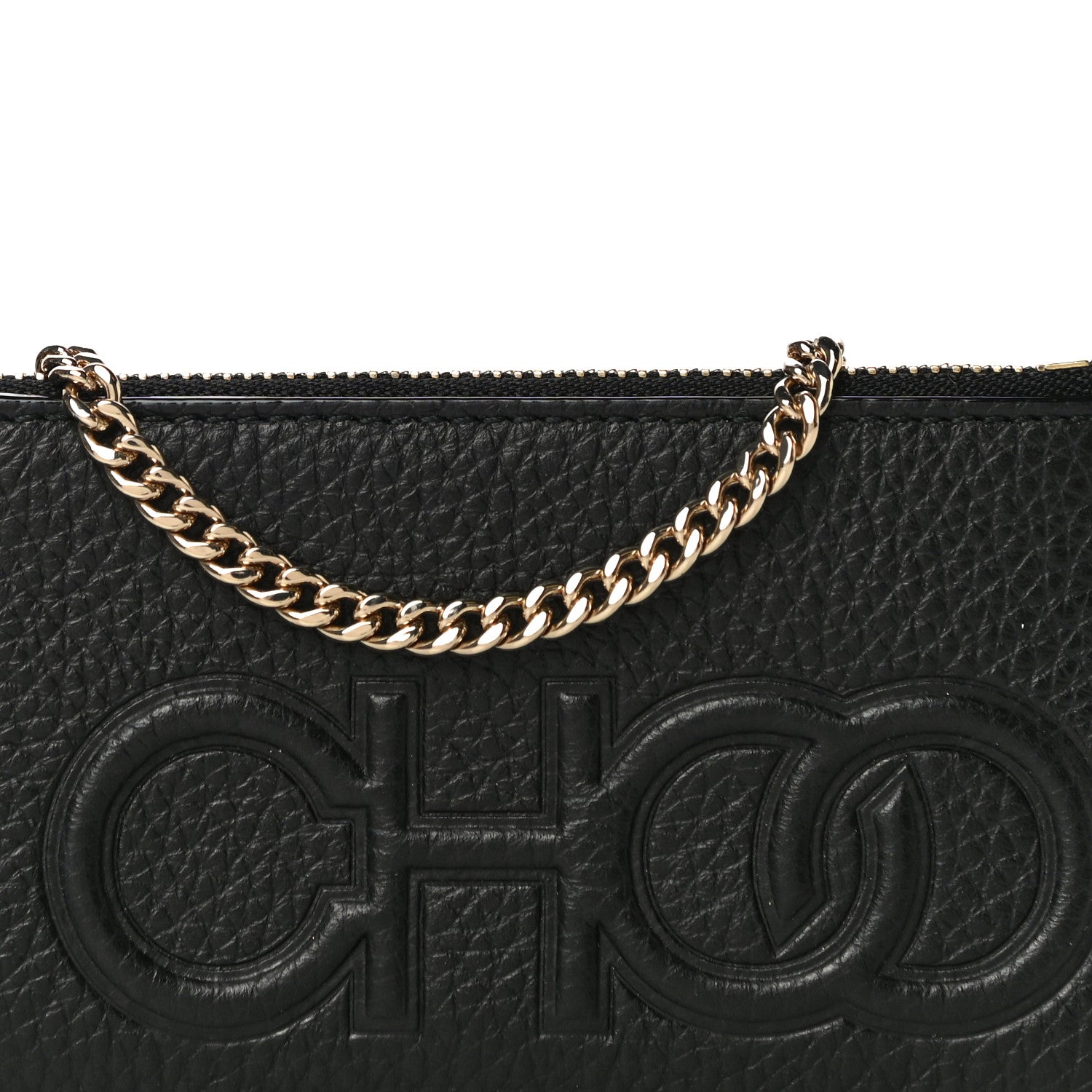 Jimmy Choo Calfskin Logo Embossed Card Holder On Chain Black 8 of 11