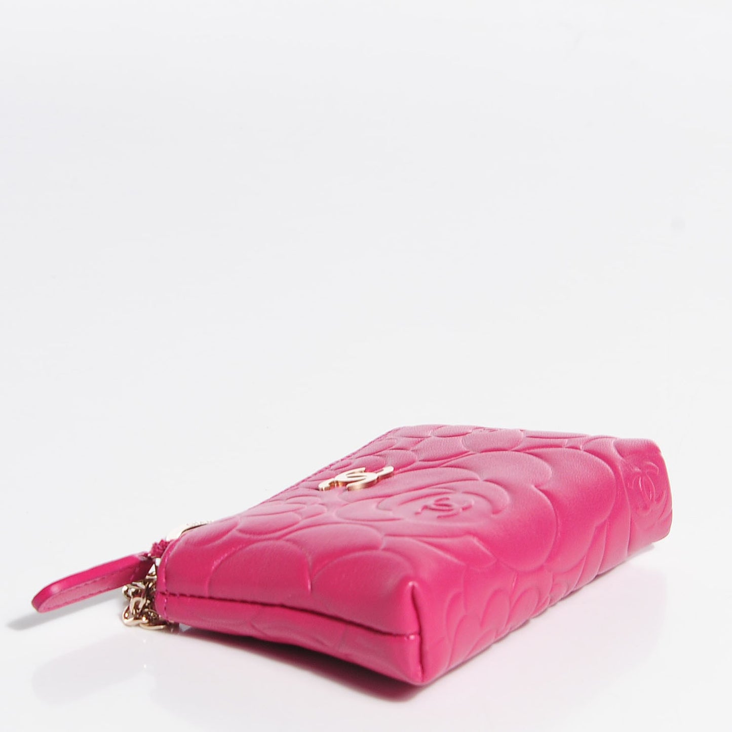 Lambskin Camellia Coin Purse Fuchsia