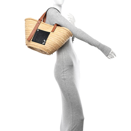 Loewe X MY NEIGHBOR TOTORO Raffia Dust Bunnies Basket Tote Bag Black Tan 2 of 15