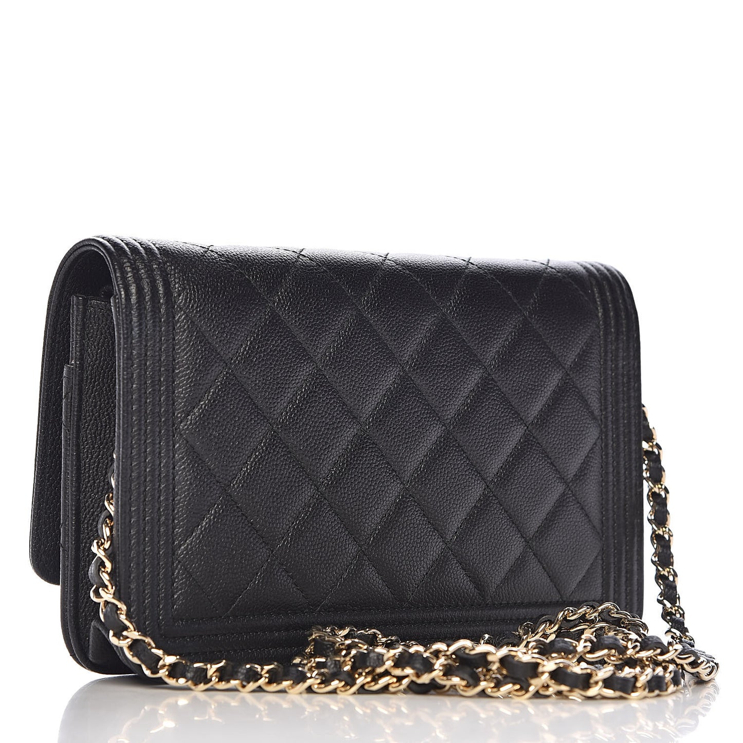 Caviar Quilted Boy Wallet On Chain WOC Black