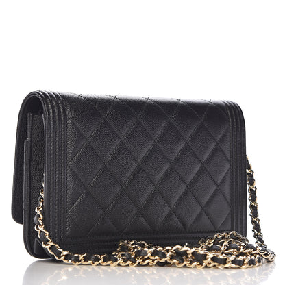 Chanel Caviar Quilted Boy Wallet On Chain WOC Black 3 of 12