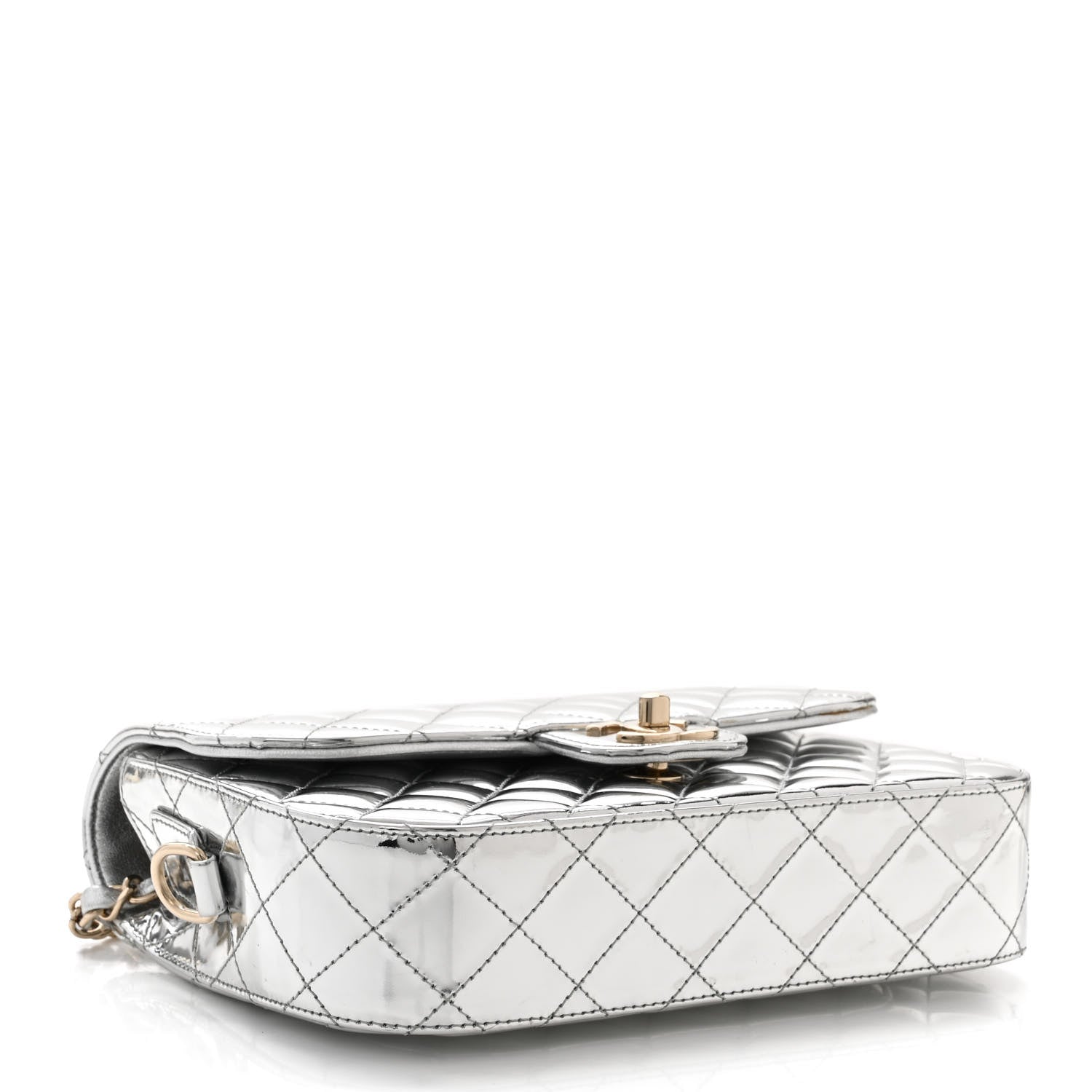 Chanel Mirror Calfskin Metallic Calfskin Medium Hollywood Boulevard Flap With Star Coin Purse Silvery 5 of 12