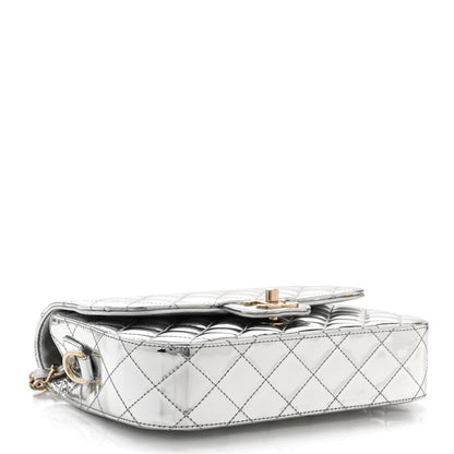 Chanel Mirror Calfskin Metallic Calfskin Medium Hollywood Boulevard Flap With Star Coin Purse Silvery 5 of 12