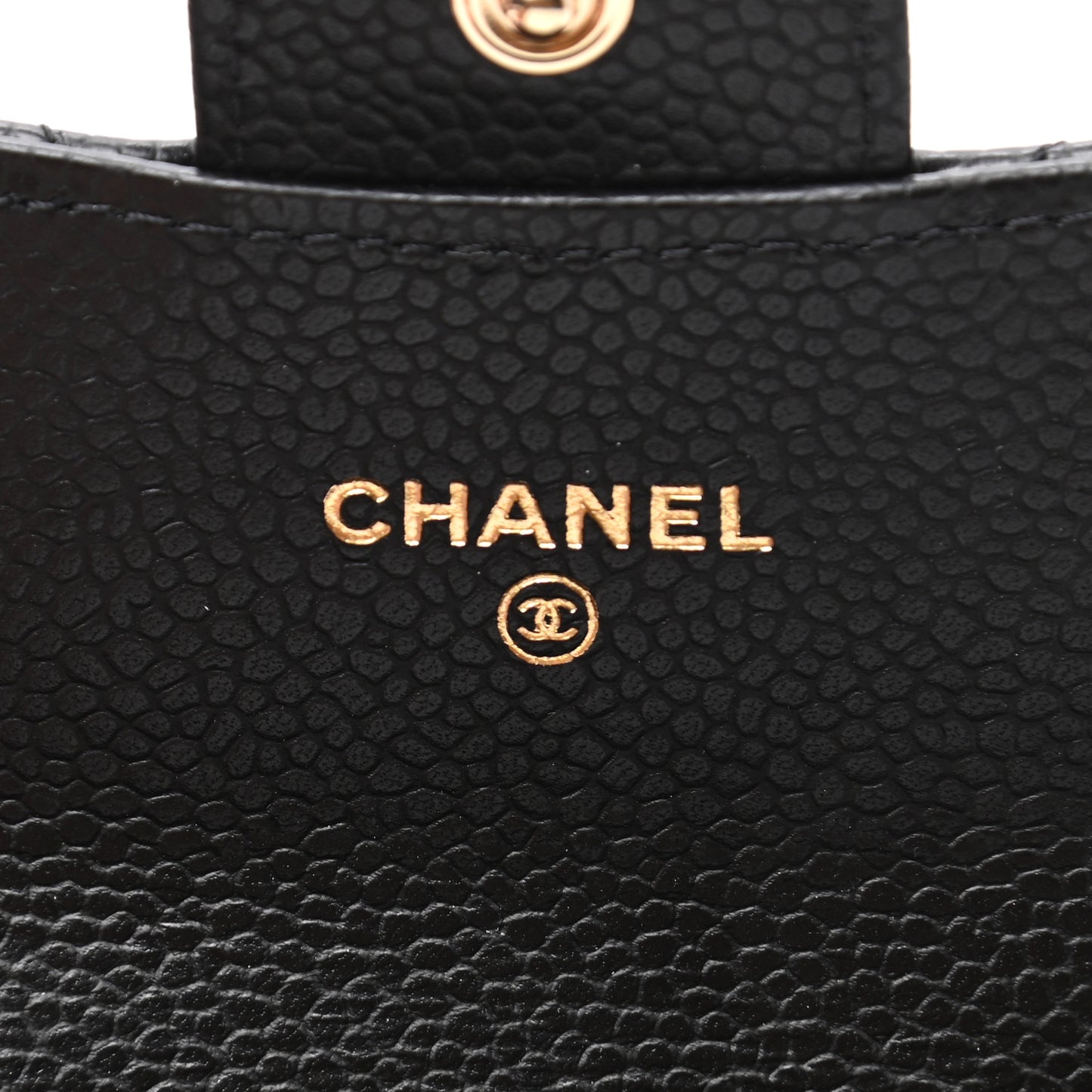 Caviar Quilted Flap Card Holder Wallet Black