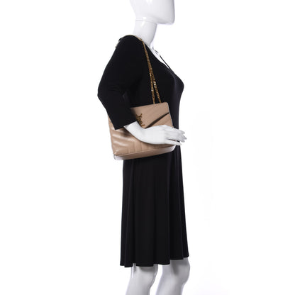 Saint Laurent Calfskin Y Quilted Monogram Small Loulou Chain Satchel Dark Beige 2 of 11