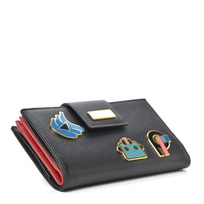 Prada Saffiano Smalto Robot Small Wallet Black Fuocco 4 of 6