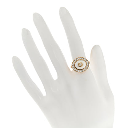 Gucci Metal Crystal Pearl Ring S Aged Gold 2 of 4