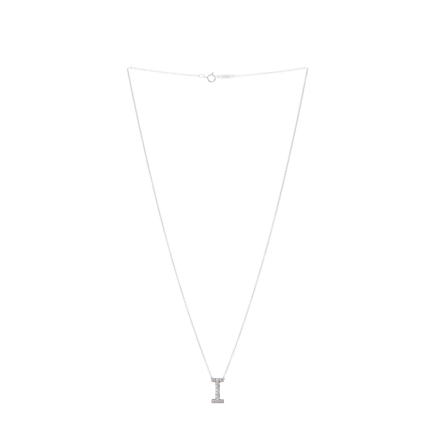 Platinum Diamond Letters I Pendant Necklace