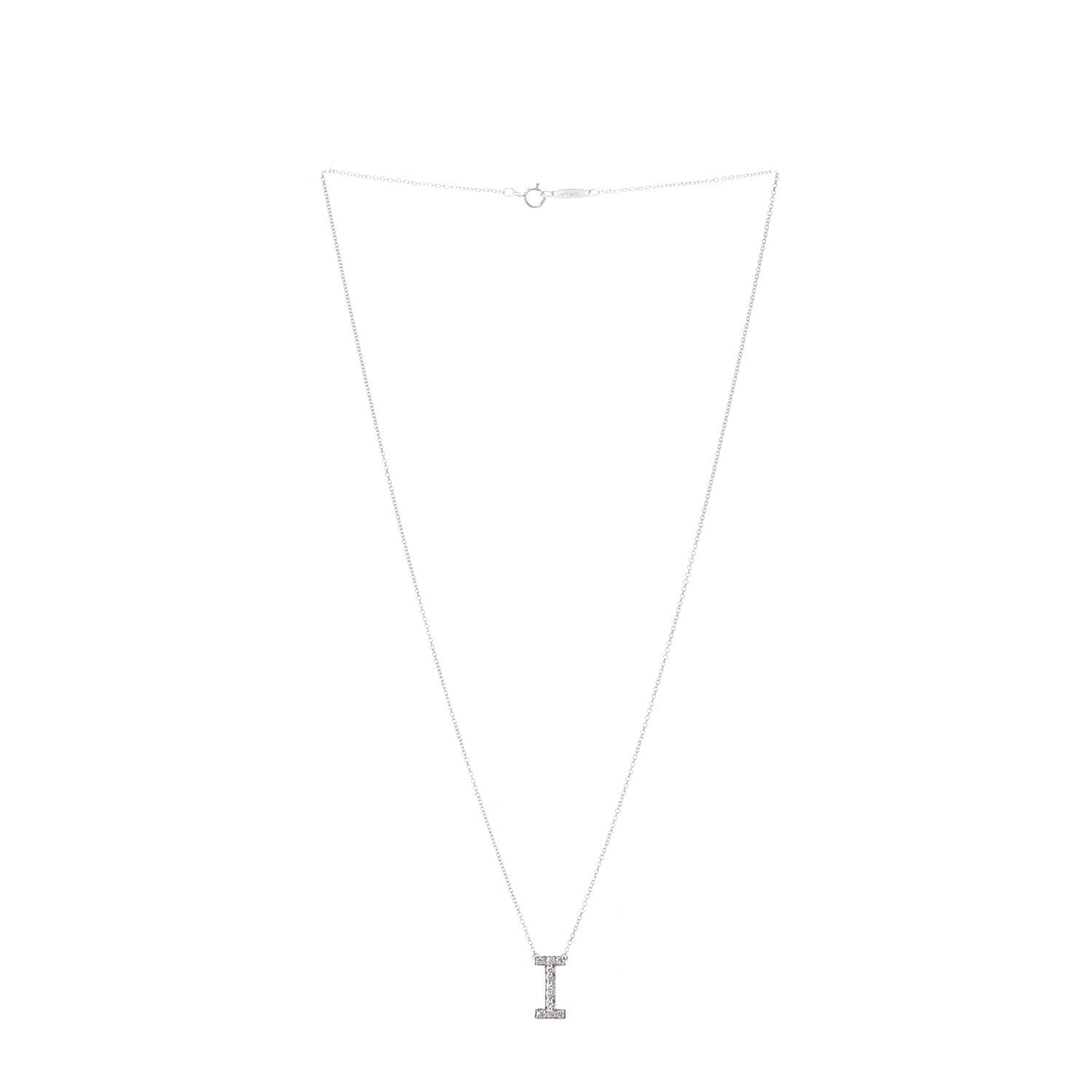 Tiffany Platinum Diamond Letters I Pendant Necklace 3 of 7