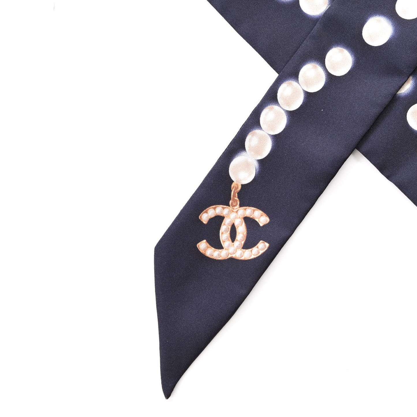 Silk Pearl CC Slim Bandeau Scarf Navy