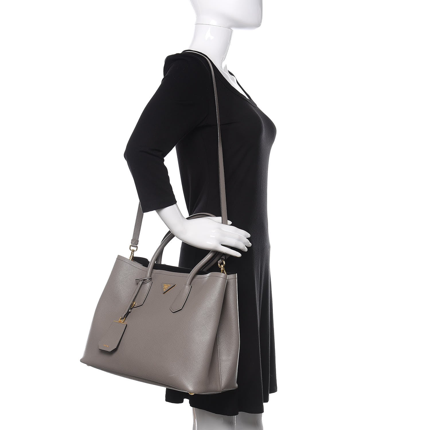 Prada Saffiano Cuir Large Double Bag Argilla 2 of 12