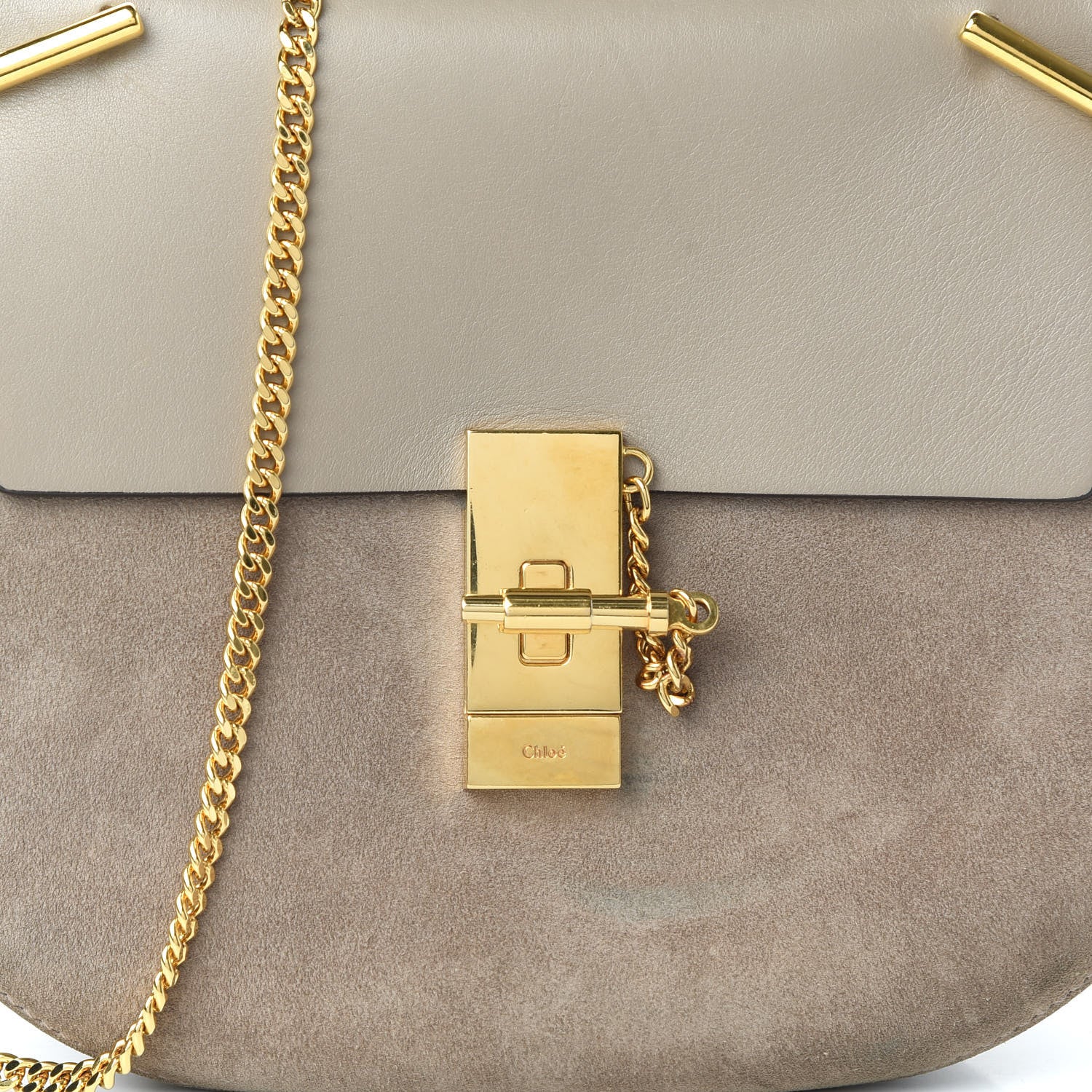 Chloe Suede Smooth Calfskin Drew Shoulder Bag Motty Grey 9 of 11