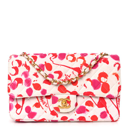 Chanel Jersey Quilted Splatter Paint Medium Single Flap Red Pink 1 of 10