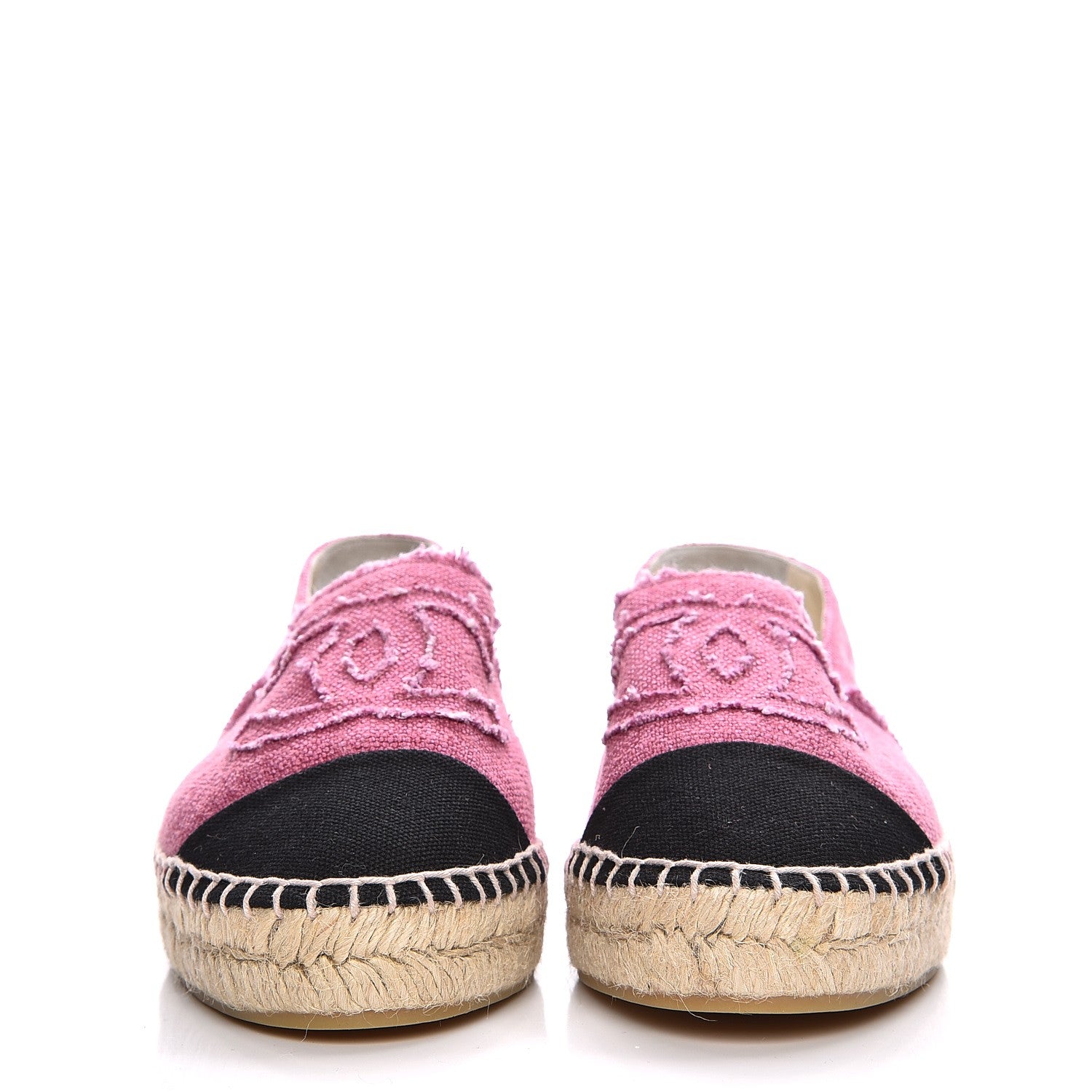 Chanel Linen CC Espadrilles 38 Pink Black 3 of 10