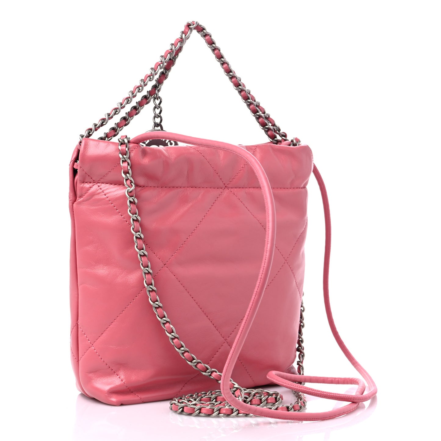 Shiny Calfskin Quilted Mini Chanel 22 Pink