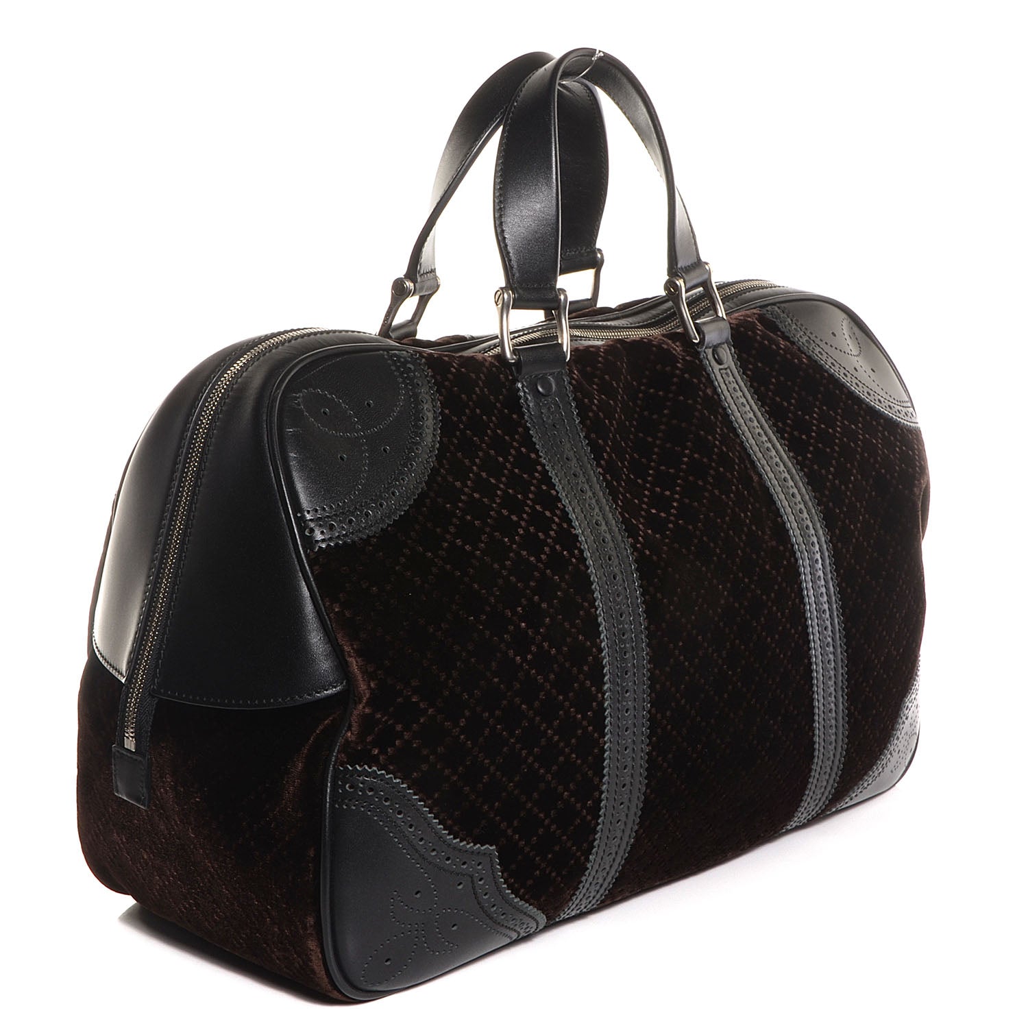 Gucci Velvet Diamante Goldmark Carry On Duffle Bag Brown 3 of 7
