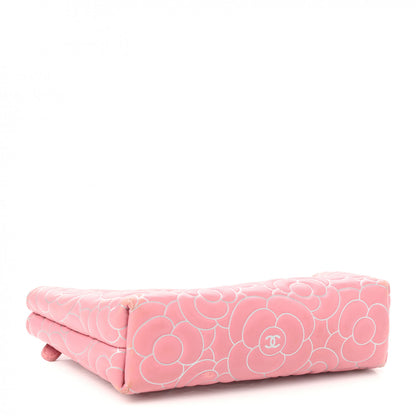 Chanel Lambskin Camellia Embossed Cosmetic Pouch Pink 4 of 9