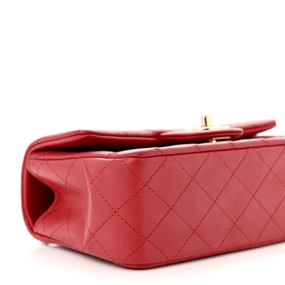 Chanel Lambskin Quilted Mini Top Handle Rectangular Flap Red 9 of 12