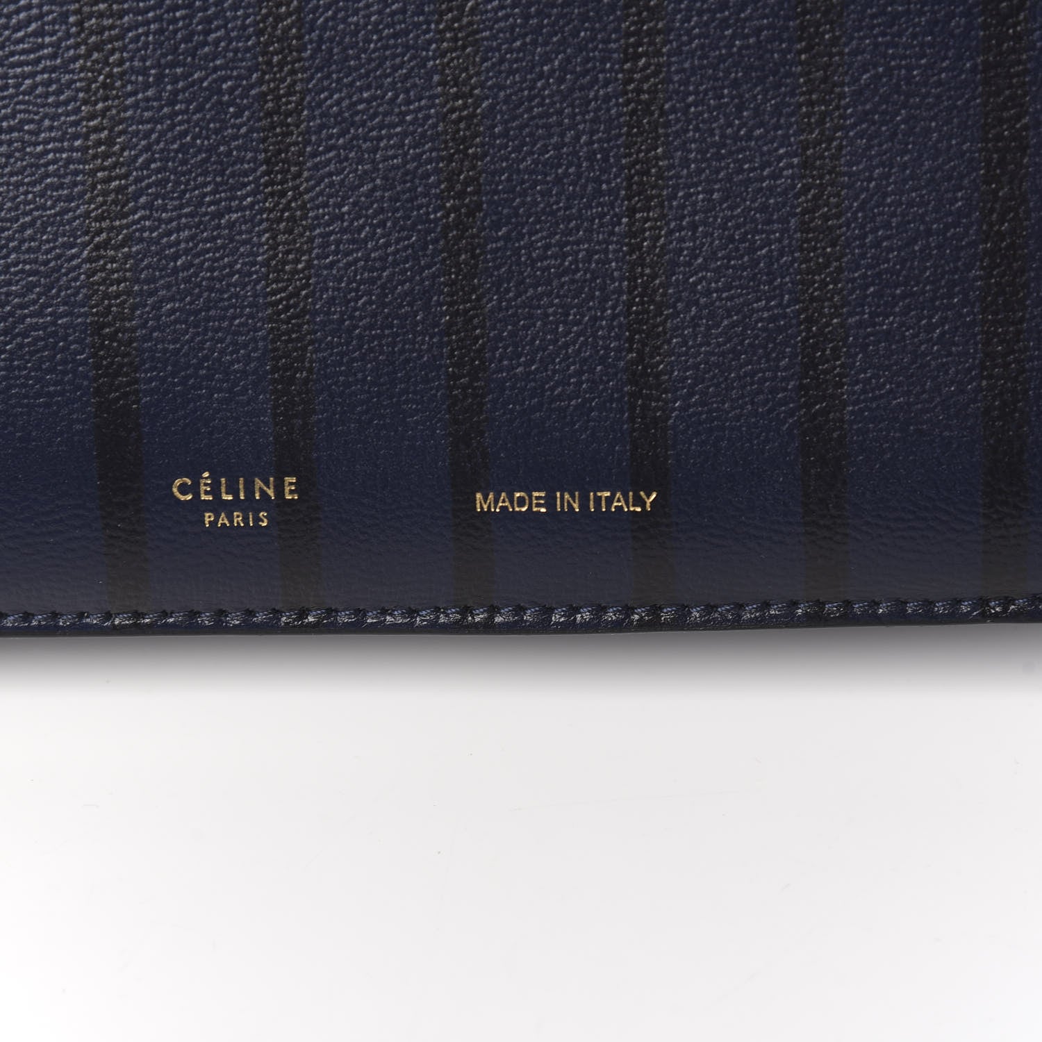 Celine Grained Calfskin Striped Tri-Fold Clutch Midnight 6 of 8