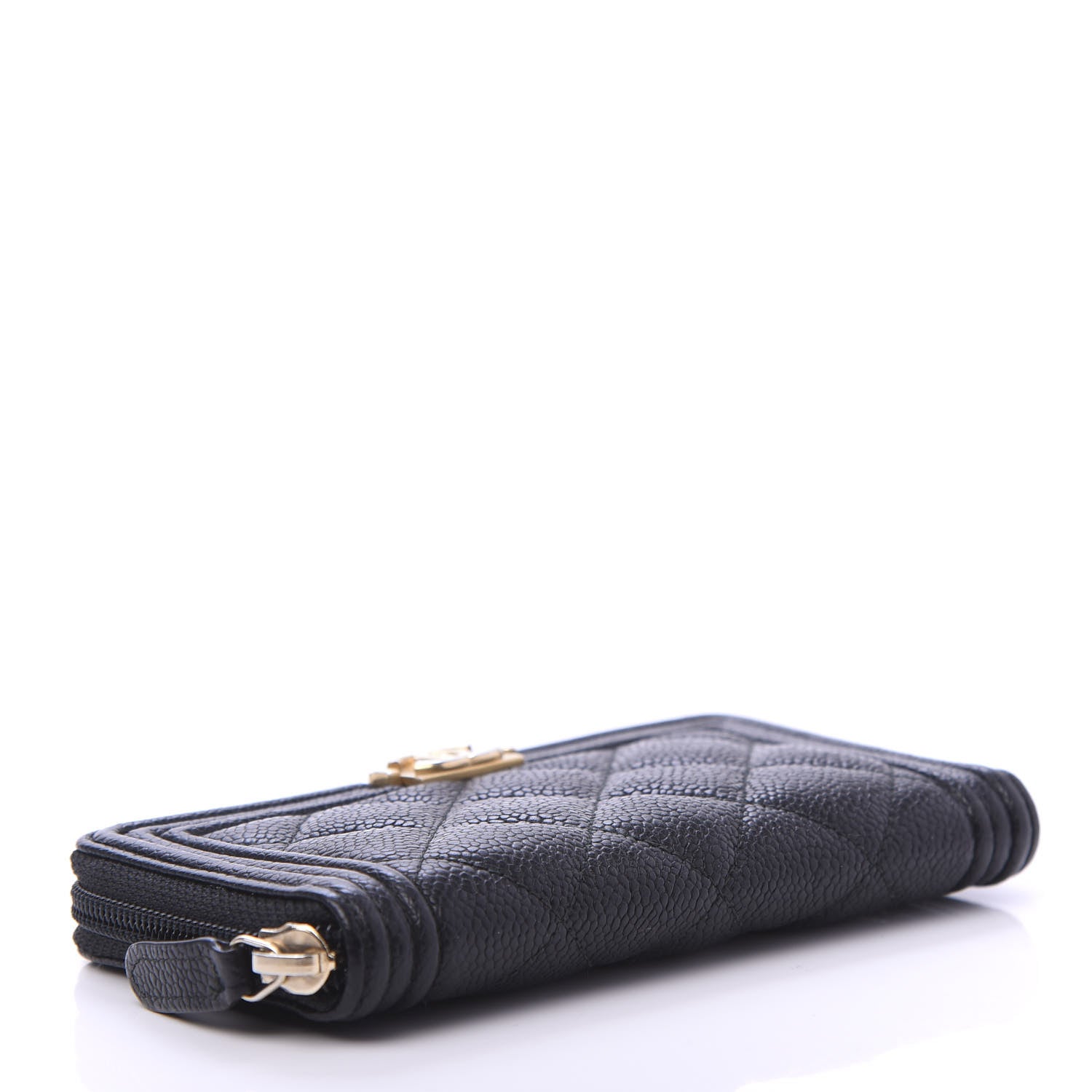 Chanel Caviar Quilted Small Boy Zip Around Wallet Black 4 of 12