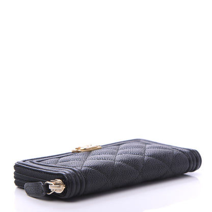 Chanel Caviar Quilted Small Boy Zip Around Wallet Black 4 of 12