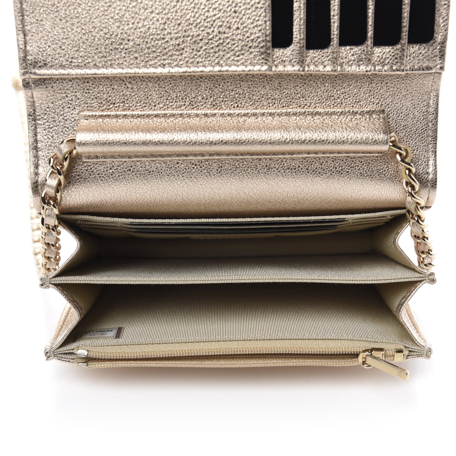 Chanel Metallic Lambskin Quilted Mini Wallet On Chain WOC Gold 5 of 11