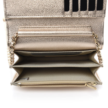 Chanel Metallic Lambskin Quilted Mini Wallet On Chain WOC Gold 5 of 11