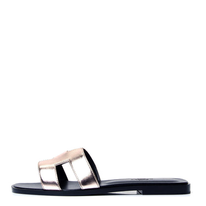 Hermes Metallic Nappa Oran Sandals 36.5 Or Vieilli 1 of 6