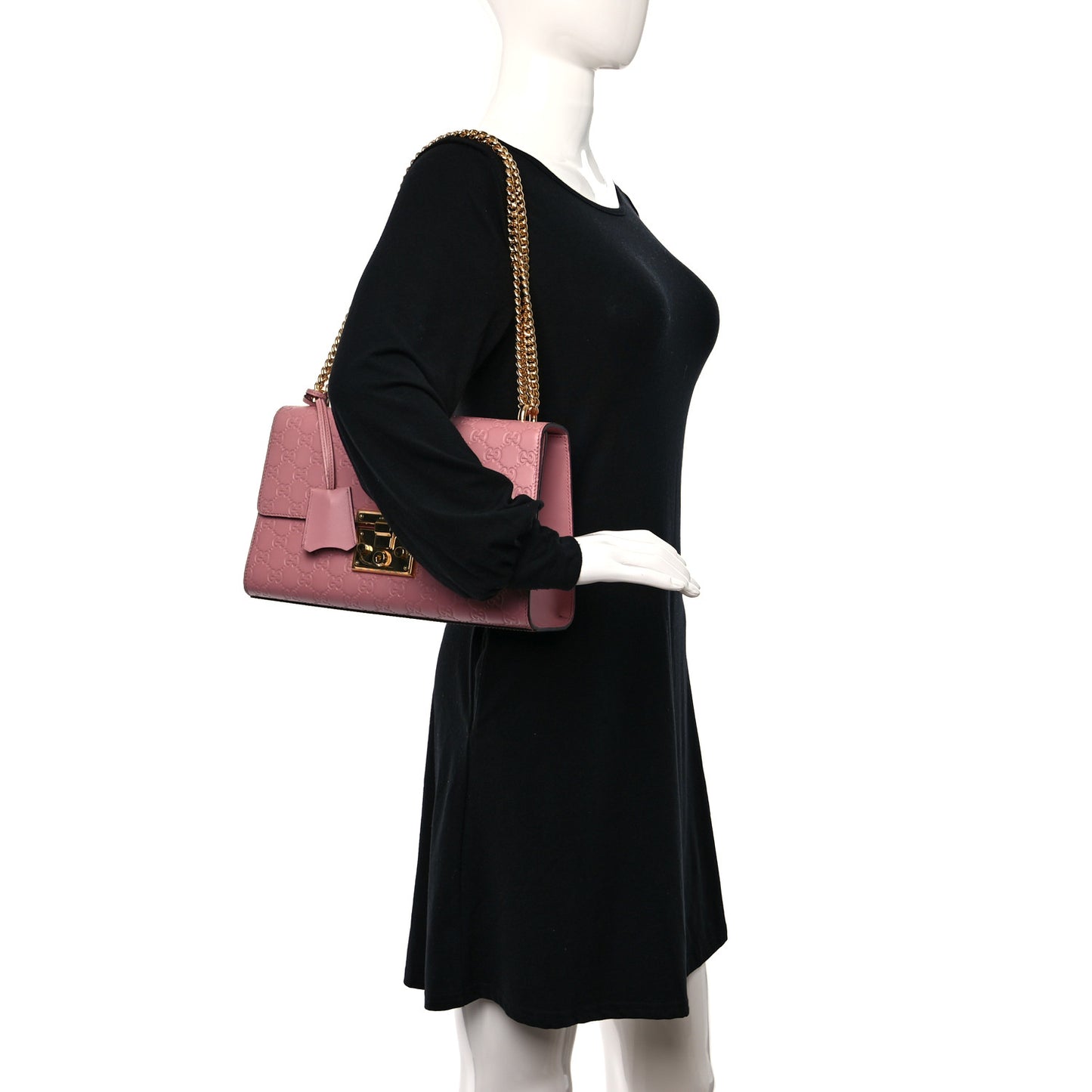 Guccissima Signature Medium Padlock Shoulder Bag Rose Baby Candy