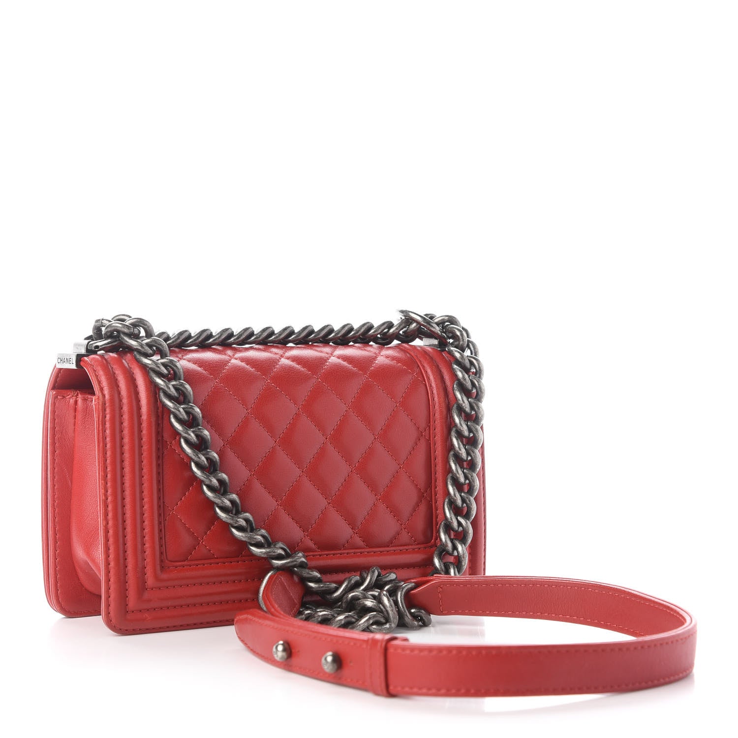Chanel Calfskin Quilted Small Boy Flap Red 2 of 10