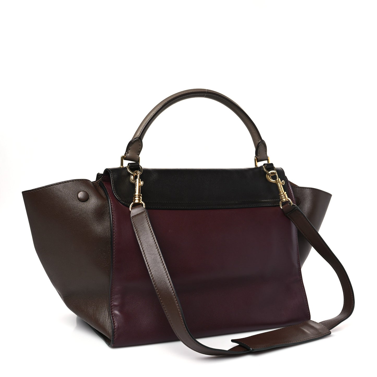 Smooth Calfskin Medium Tri-Color Trapeze Ebony