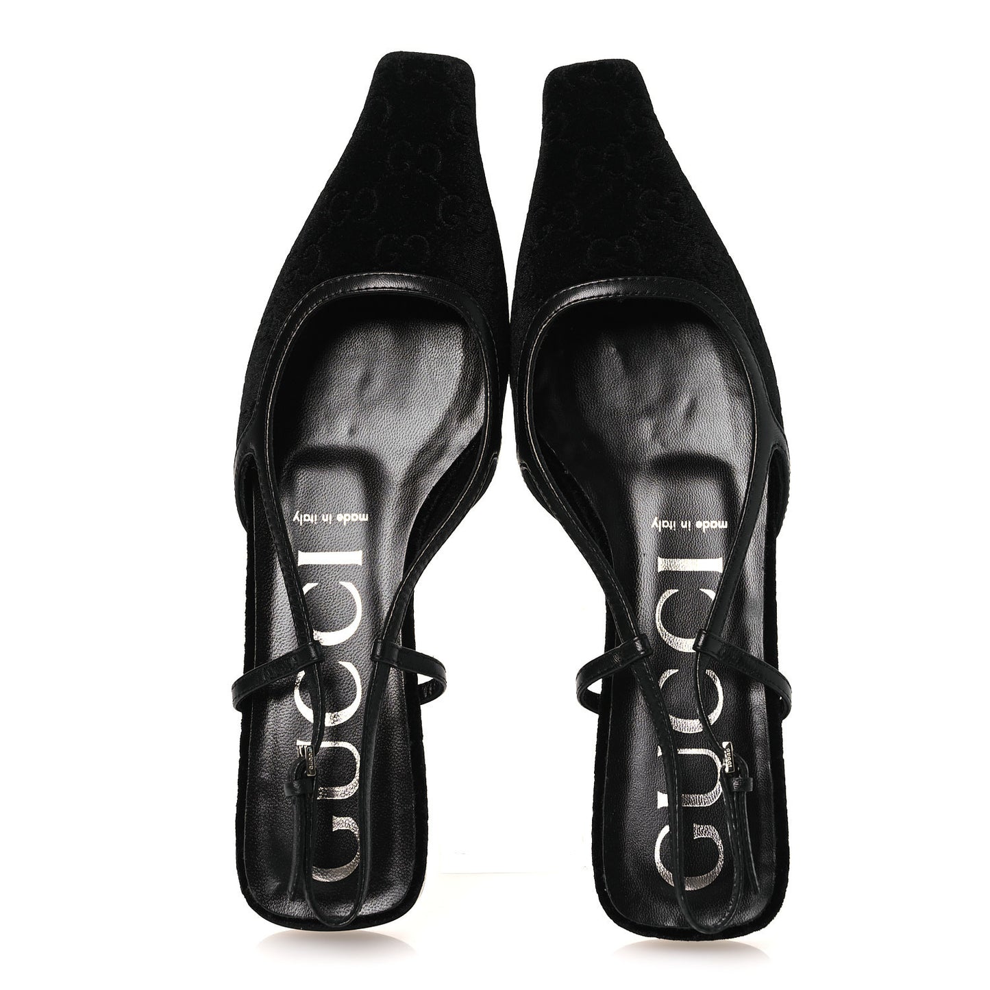Velvet GG Monogram Slingback Ballet Flats 37.5 Black