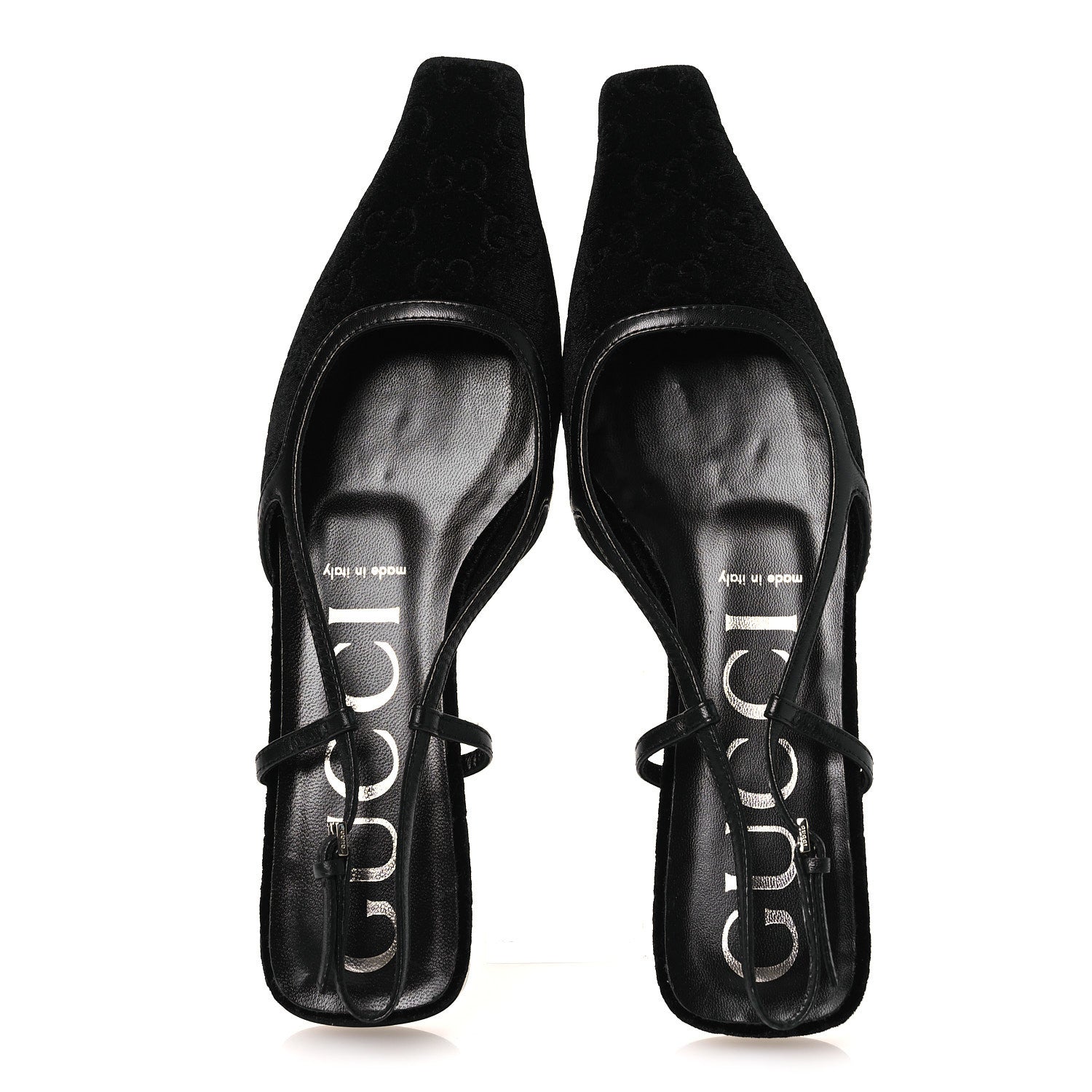 Gucci Velvet GG Monogram Slingback Ballet Flats 37.5 Black 2 of 11