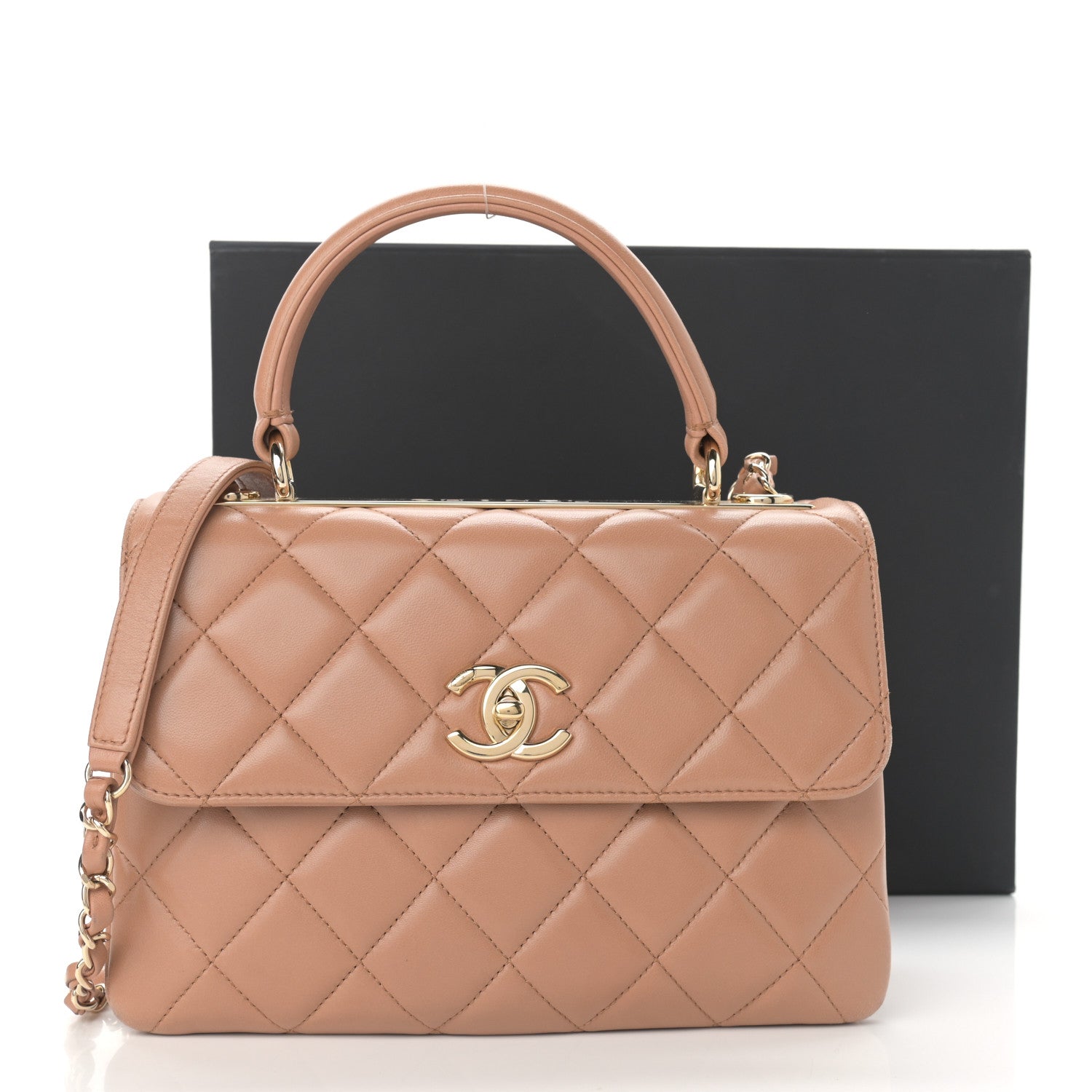 Chanel Lambskin Quilted Small Trendy CC Flap Dual Handle Bag Camel 13 of 13