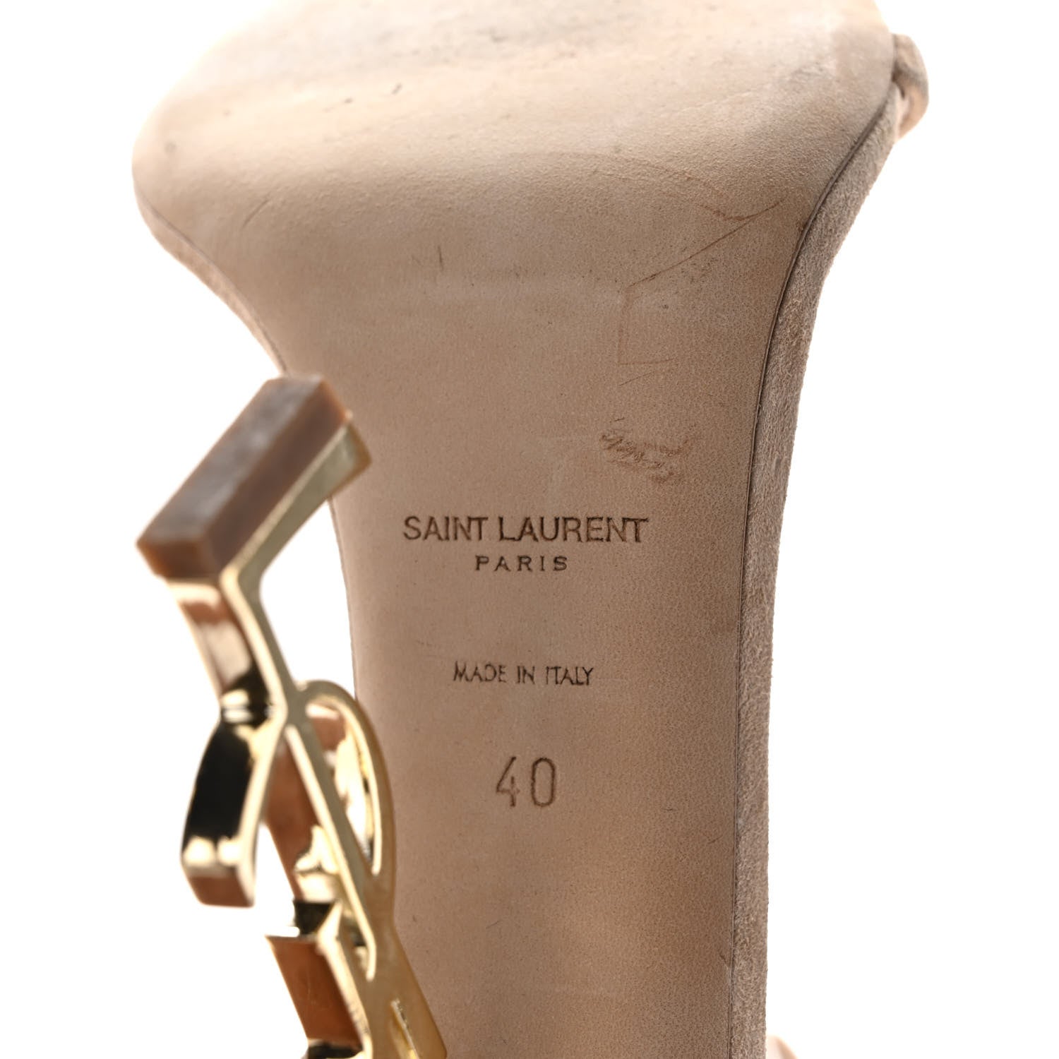 Saint Laurent Suede Calfskin Opyum 110 Sandals 40 Cachemere Pale Gold 6 of 10