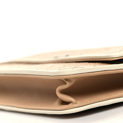 Chanel Grained Calfskin Diamond Stitched Wallet On Chain WOC Beige White 11 of 12