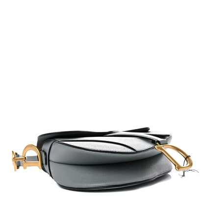 Christian Dior Grained Calfskin Saddle Bag Grey Stone 3 of 8