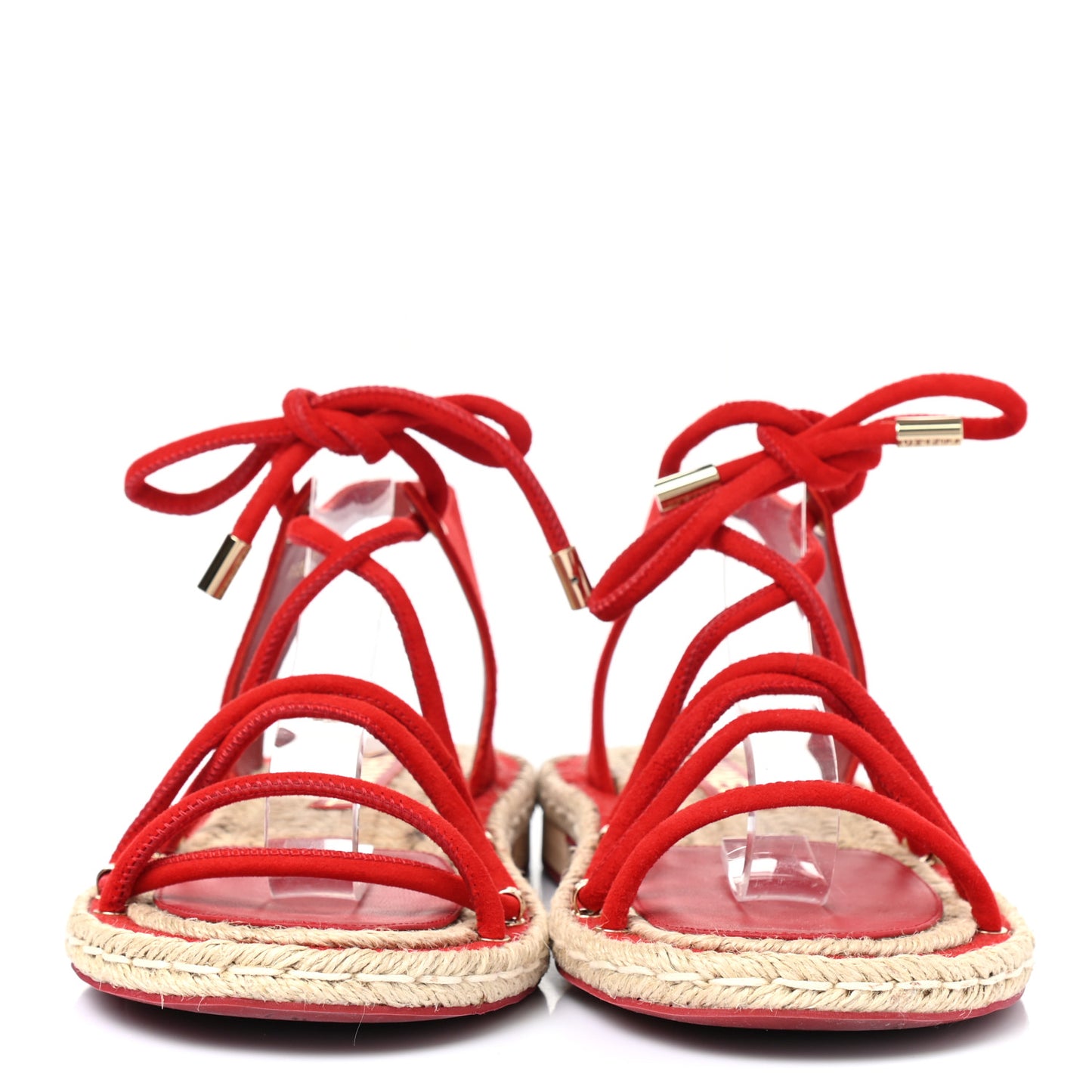Suede Espadrille Sandals 38 Red
