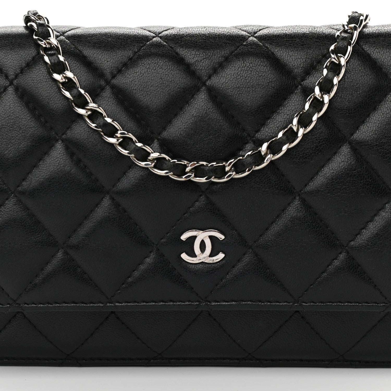 Chanel Lambskin Quilted Wallet On Chain WOC Black 8 of 18