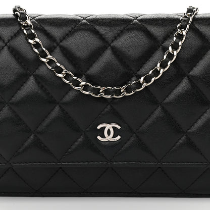 Chanel Lambskin Quilted Wallet On Chain WOC Black 8 of 18