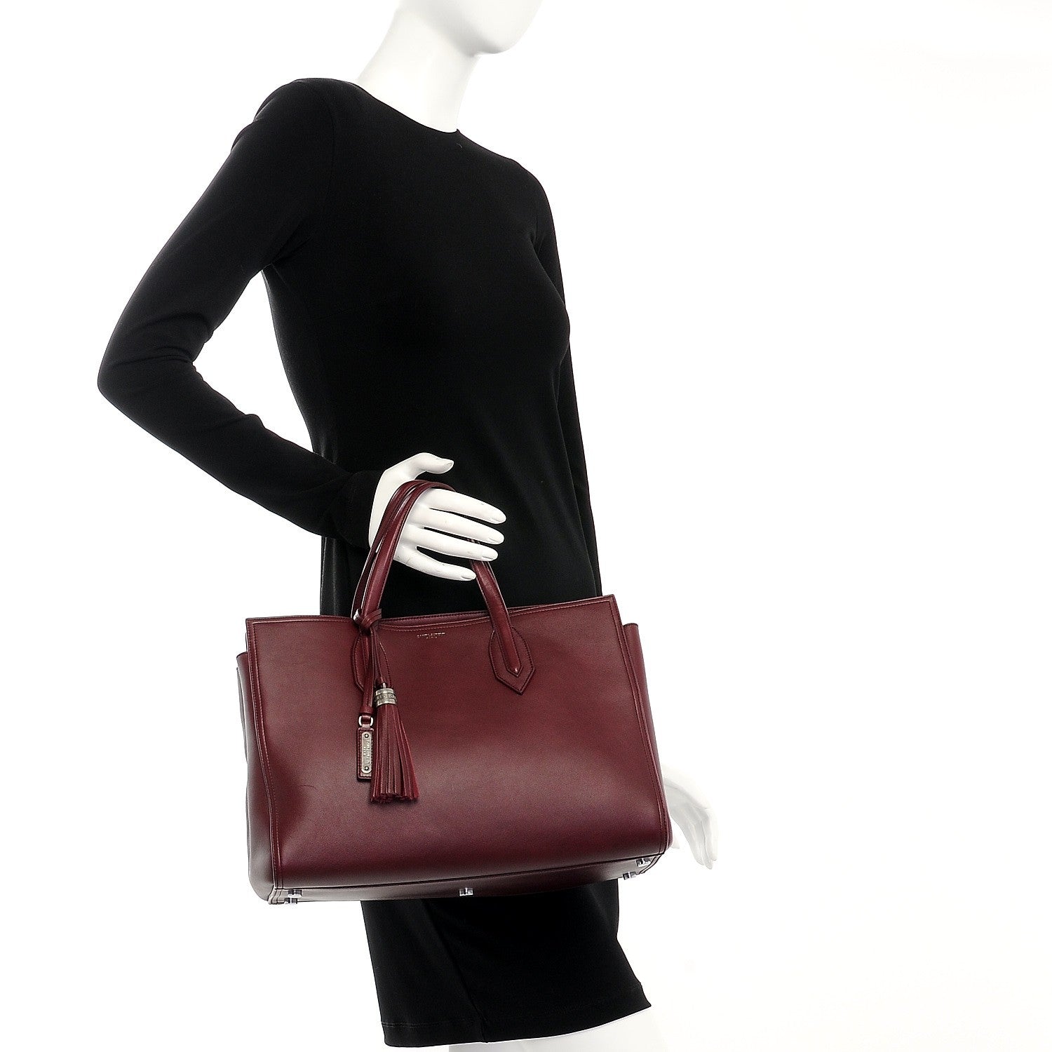 Saint Laurent Calfskin Medium Amber Tote Rouge Legion 3 of 10