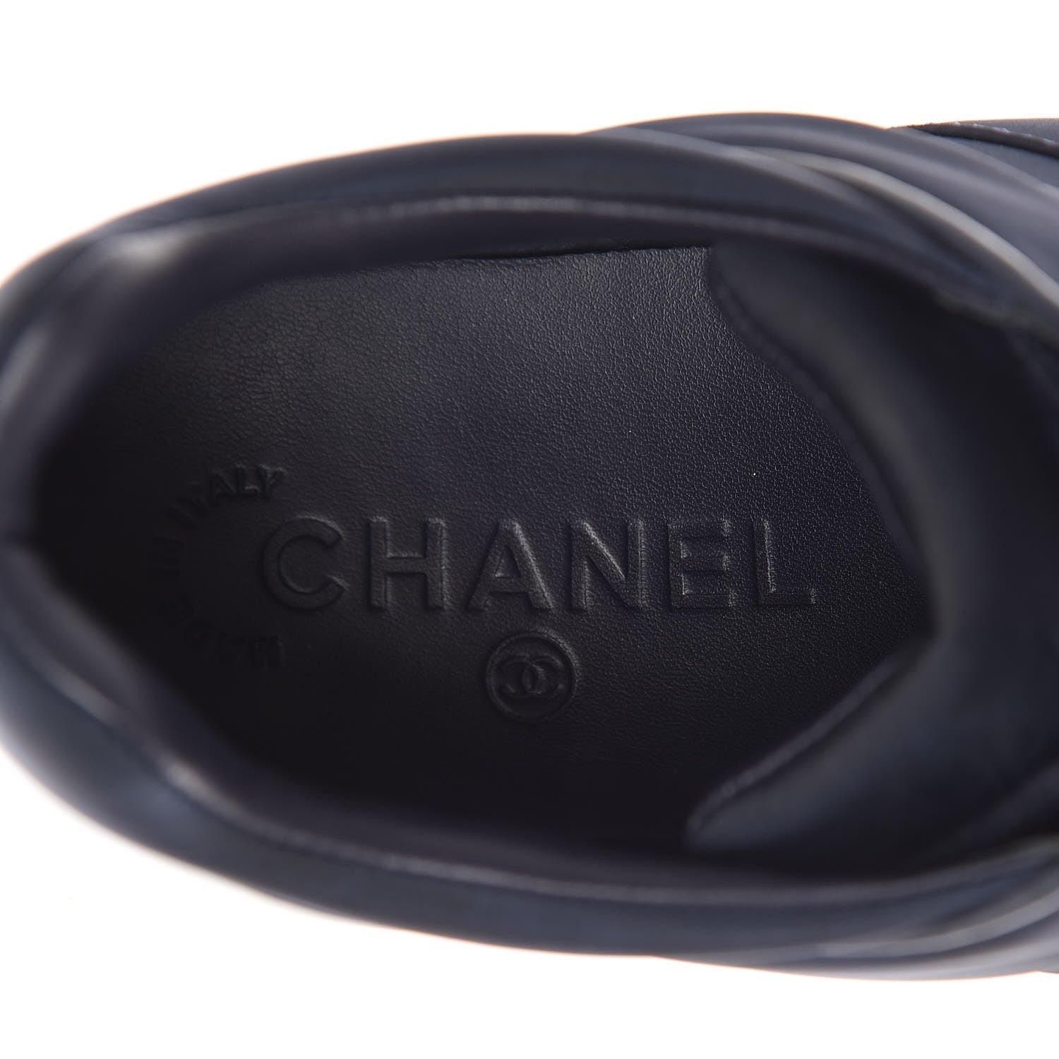 Chanel Nylon Calfskin CC Sneakers 37 Navy White 9 of 11