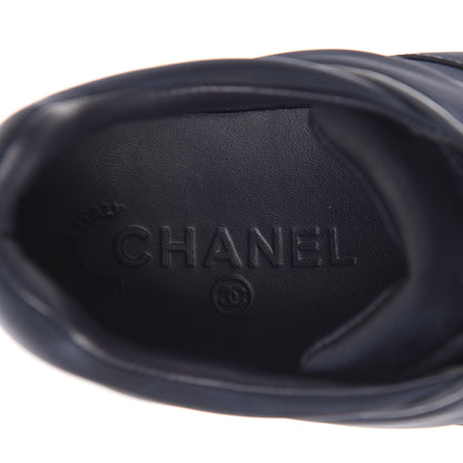 Chanel Nylon Calfskin CC Sneakers 37 Navy White 9 of 11