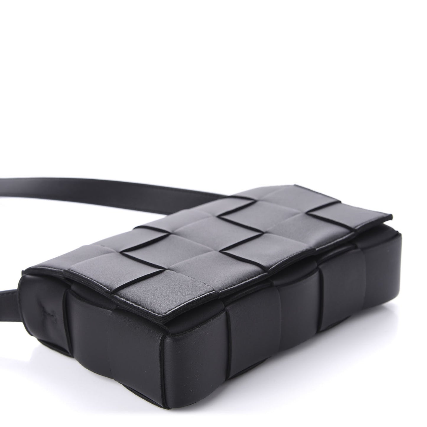 Lambskin Maxi Intrecciato Cassette Crossbody Bag Black