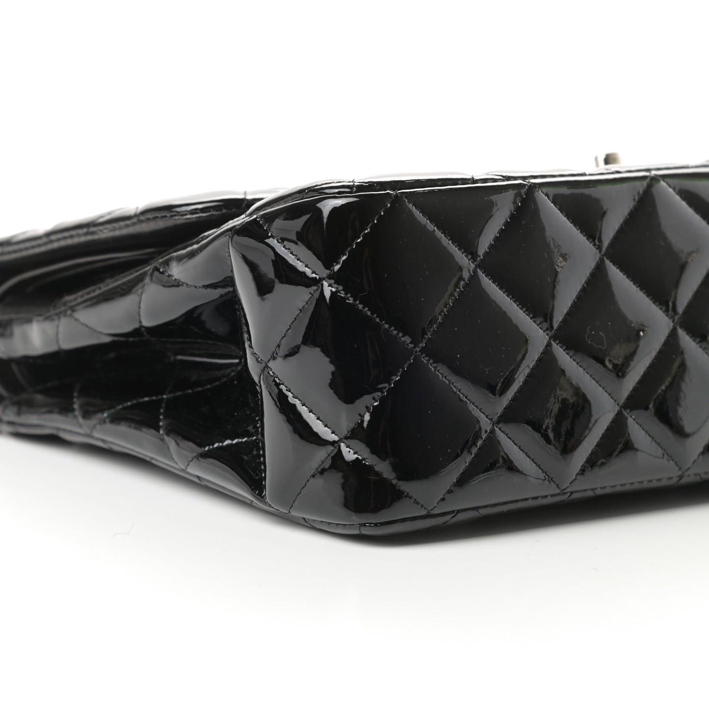 Patent Quilted Jumbo Double Flap Black