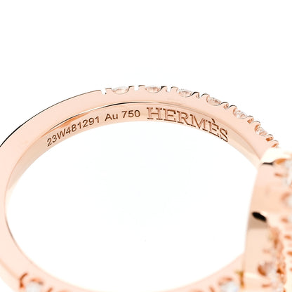 Hermes 18K Rose Gold Diamond Finesse Ring 52 6 6 of 7