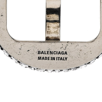Balenciaga Crystal Cagole Buckle Earrings Antique Silver 4 of 5